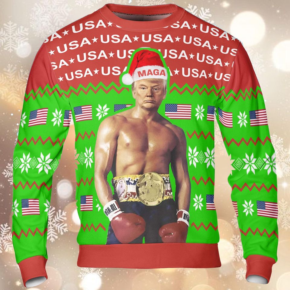 Trump Sweatshirt, Trump 2024 Santa Ugly Christmas Sweater
