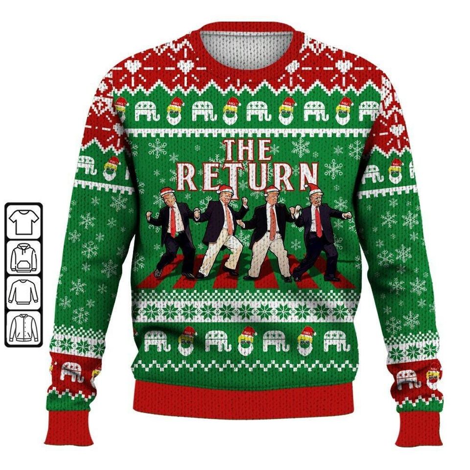 Trump The Return For Christmas Ugly Sweater, Trump Daddy Home