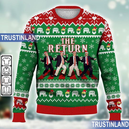 Trump The Return For Christmas Ugly Sweater, Trump Daddy Home - Image 11