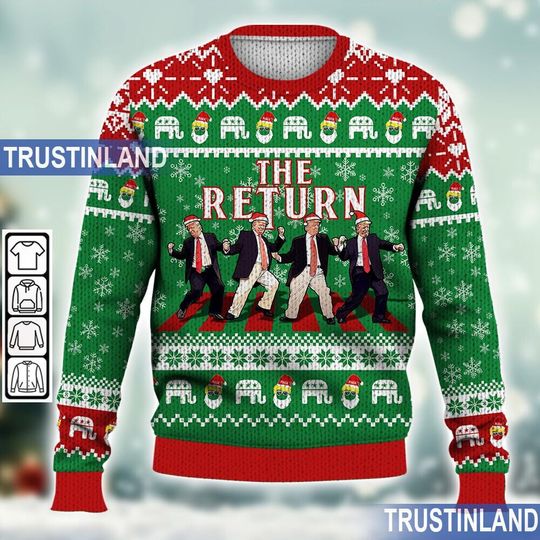 Trump The Return For Christmas Ugly Sweater, Trump Daddy Home - Image 12