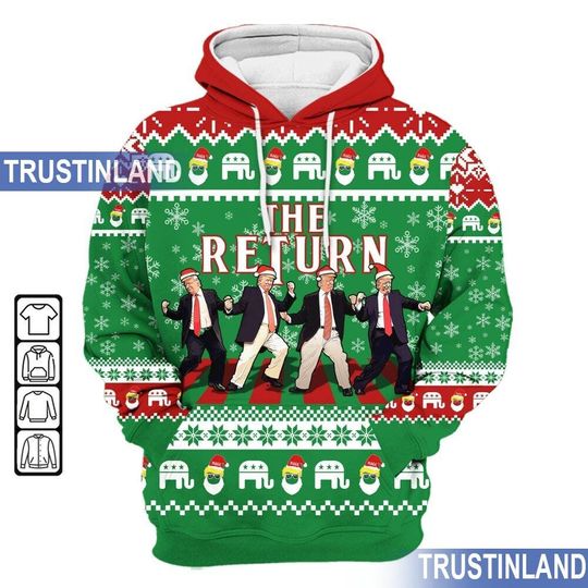 Trump The Return For Christmas Ugly Sweater, Trump Daddy Home - Image 16