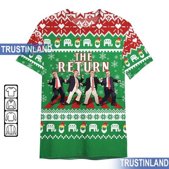 Trump The Return For Christmas Ugly Sweater, Trump Daddy Home - Image 14