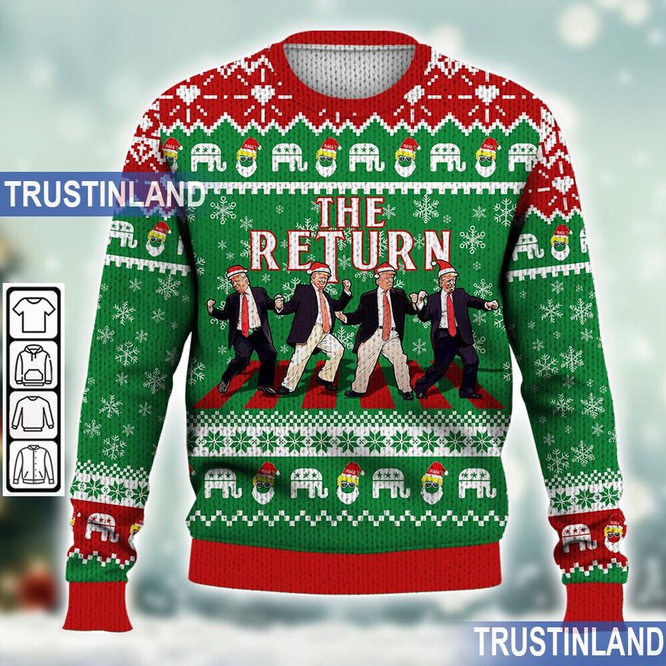 Trump The Return For Christmas Ugly Sweater, Trump Daddy Home