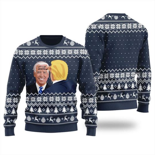 Trump Ugly Christmas Sweater, Biden Trump Christmas Sweater - Image 17