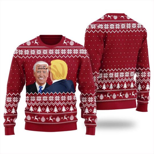 Trump Ugly Christmas Sweater, Biden Trump Christmas Sweater - Image 13