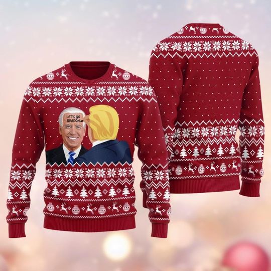 Trump Ugly Christmas Sweater, Biden Trump Christmas Sweater - Image 12