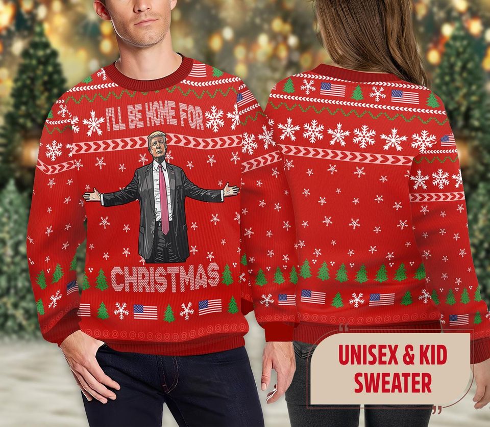 Trump Ugly Christmas Sweater, MAGA 2024 Donald Trump President Xmas Sweatshirt