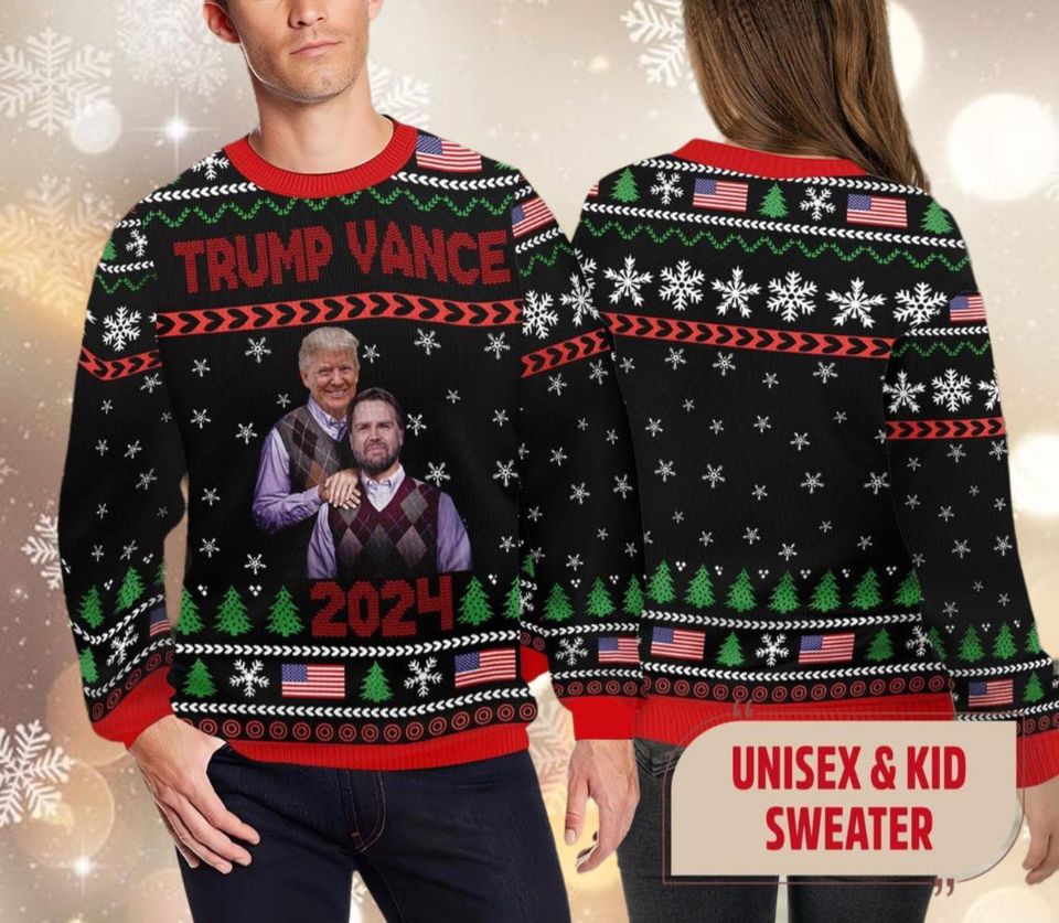 Trump Vance 2024 Ugly Christmas Sweater, Donald Trump President Christmas