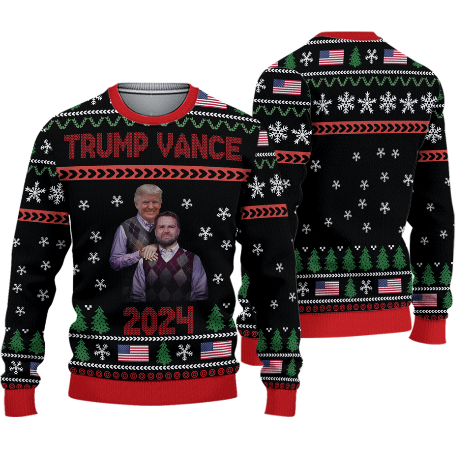 Trump Vance 2024 Ugly Christmas Sweater, Donald Trump President Christmas
