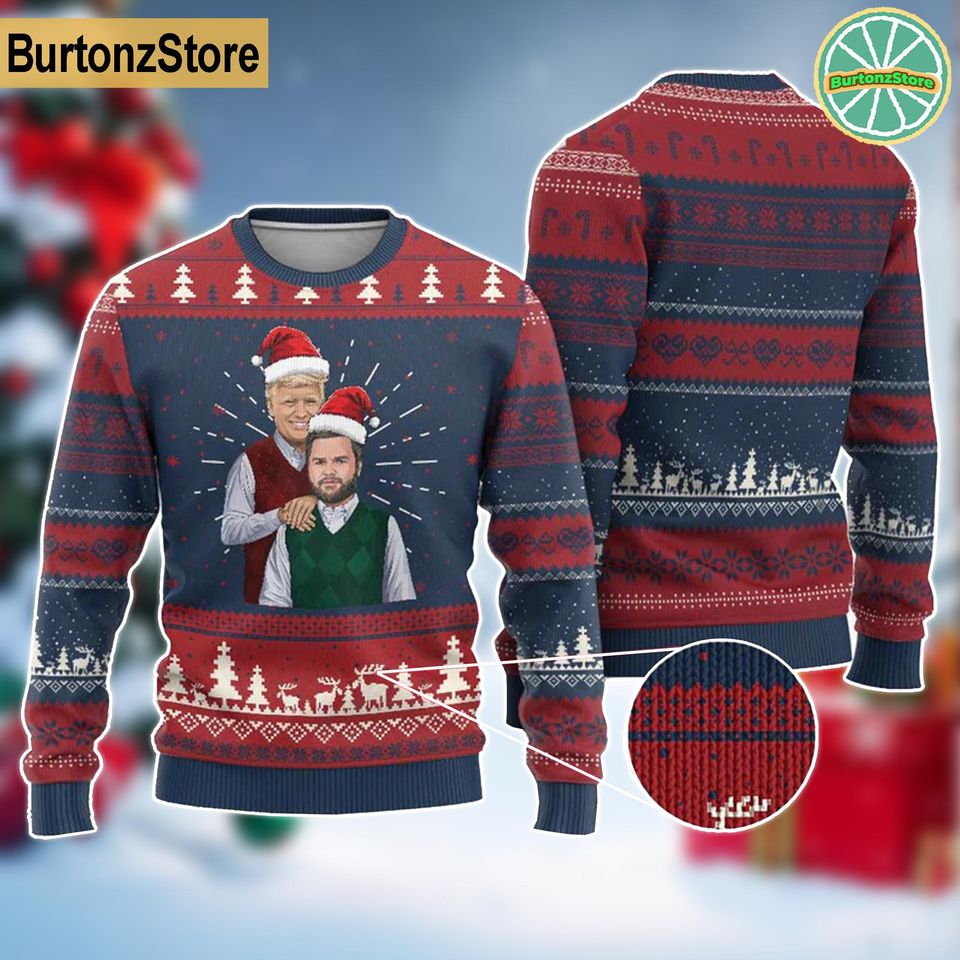 Trump Vance 2024 Ugly Christmas Sweater, Donald Trump President Sweater - Image 5