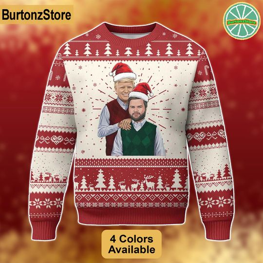 Trump Vance 2024 Ugly Christmas Sweater, Donald Trump President Sweater - Image 9