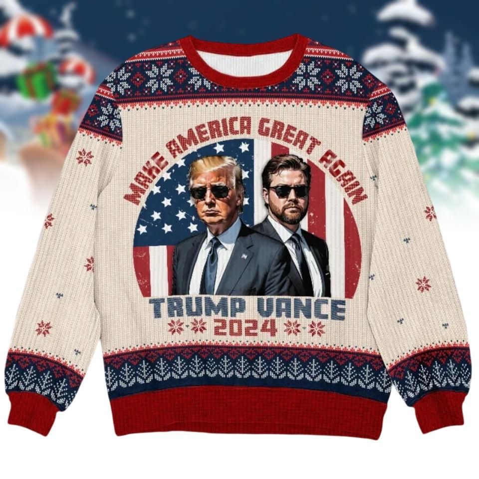 Trump Vance 2024 Ugly Sweater, President Trump Christmas Sweater
