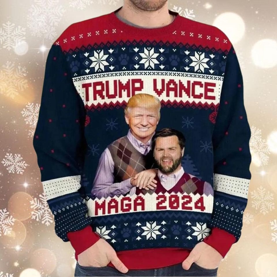 Trump Vance 24 Ugly Sweater Christmas, Trump 2024 Sweatshirt