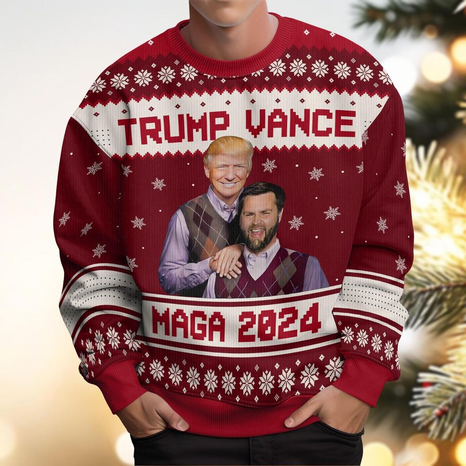 Trump Vance Maga 2024 Ugly Christmas Sweater, Trump Sweatshirt