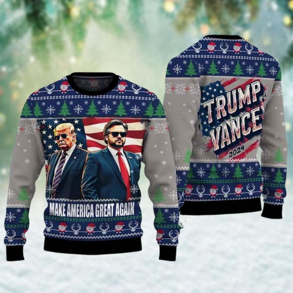 Trump Vance Ugly Sweater, Make American Great Again Xmas Sweater