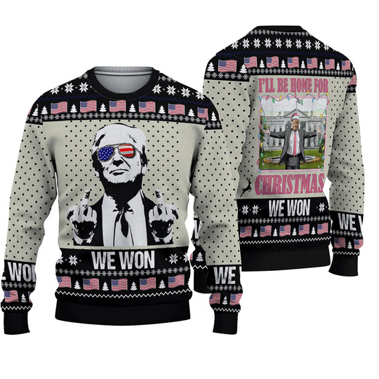Trump We Won Ill Be Home For Christmas Ugly Christmas Sweater, Daddy's Home Ugly - Image 2