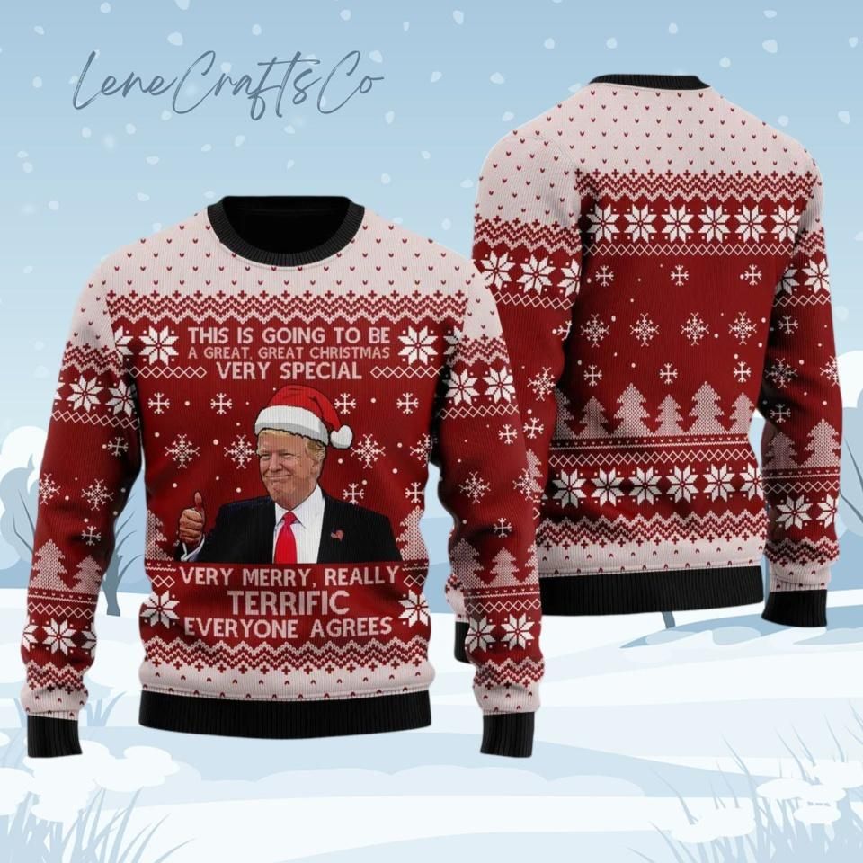 Trump Won Again Christmas Sweater, Trump Supporter Holiday Sweater
