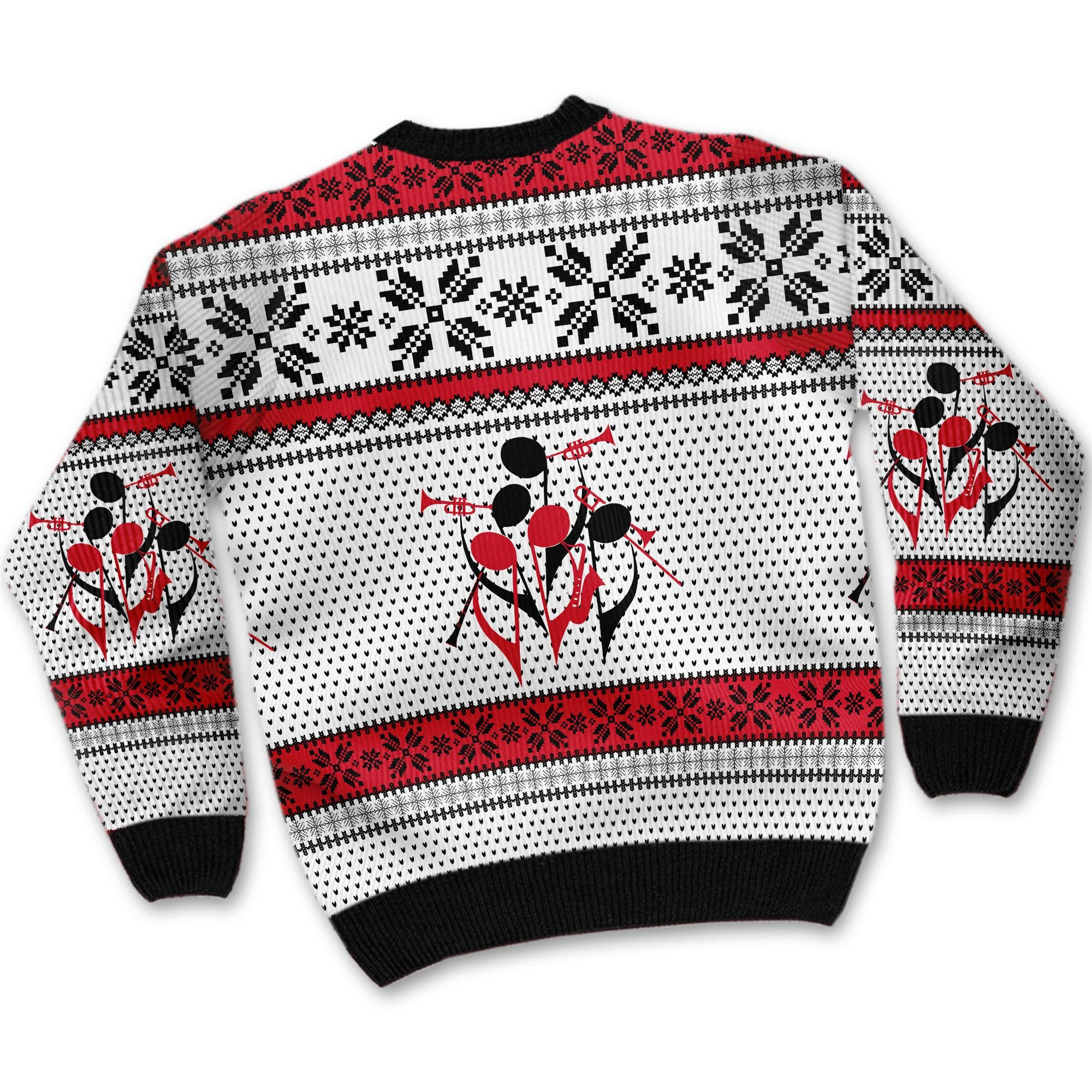 Trumpet With Music Notes For Trumpeters And Instrument Lovers Ugly Christmas Sweater Adult 3D Funny Matching for family - Image 3