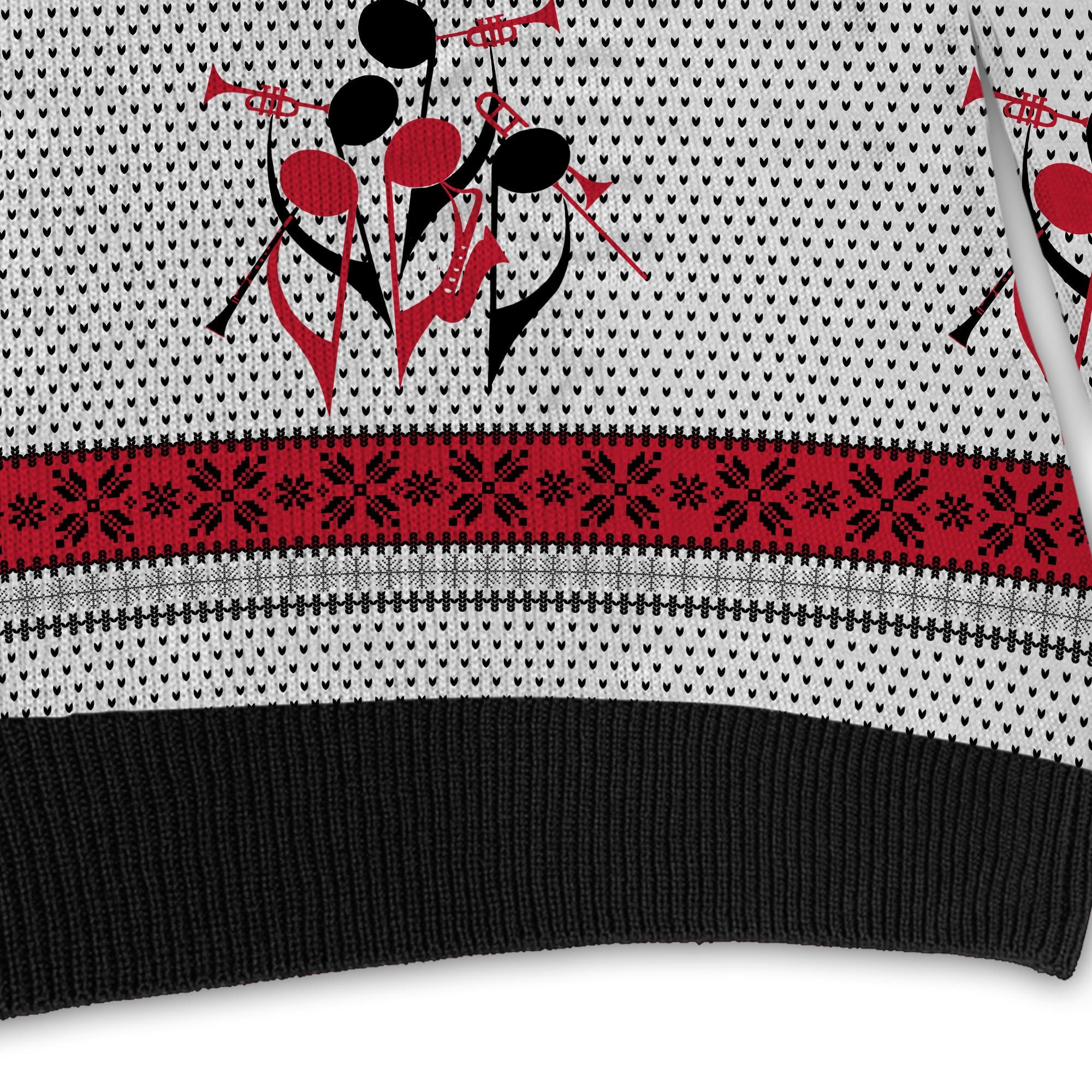 Trumpet With Music Notes For Trumpeters And Instrument Lovers Ugly Christmas Sweater Adult 3D Funny Matching for family - Image 4
