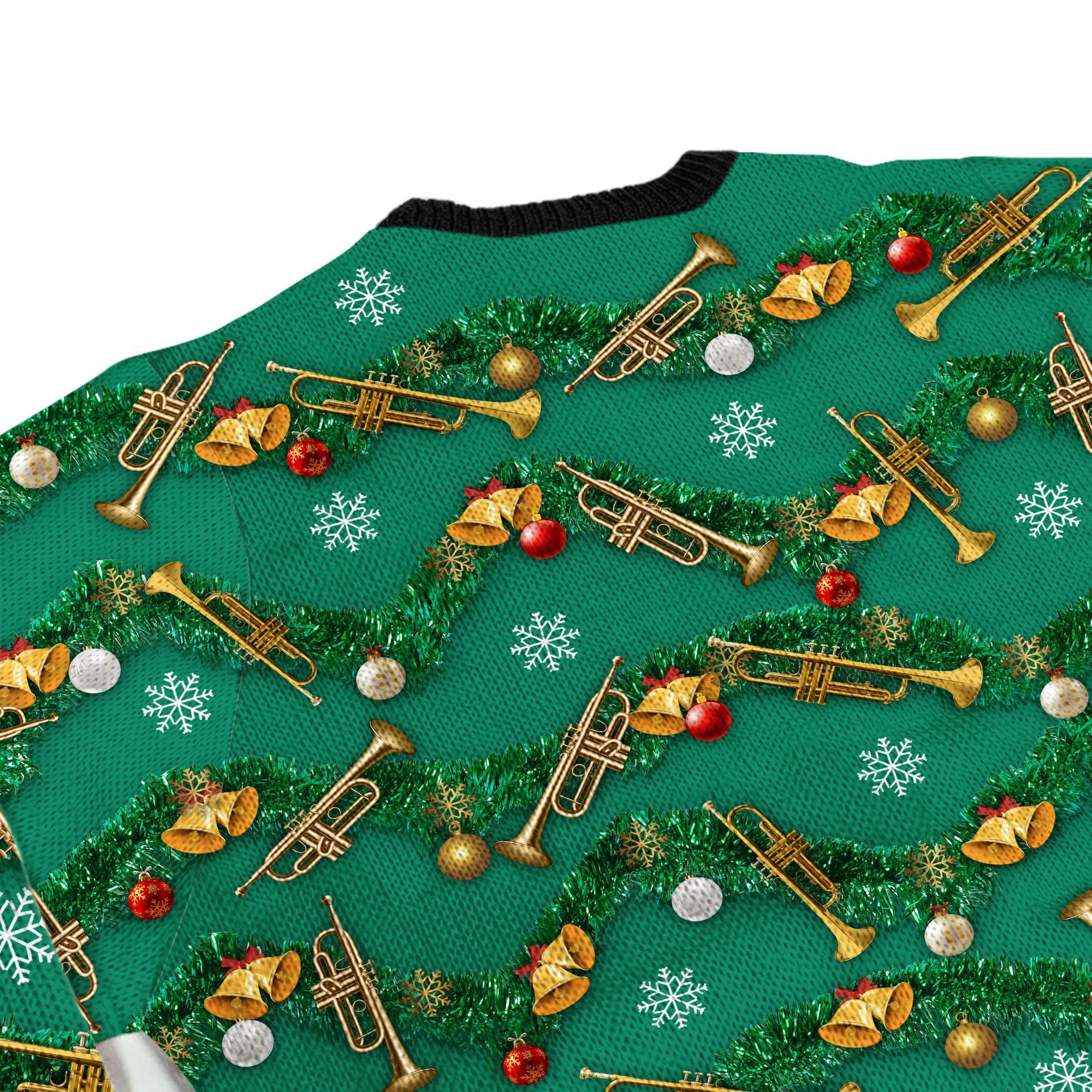 Trumpets Tinsel Christmas Decoration For Trumpeters And Instrument Lovers Ugly Christmas Sweater Adult 3D Funny Matching for family - Image 5