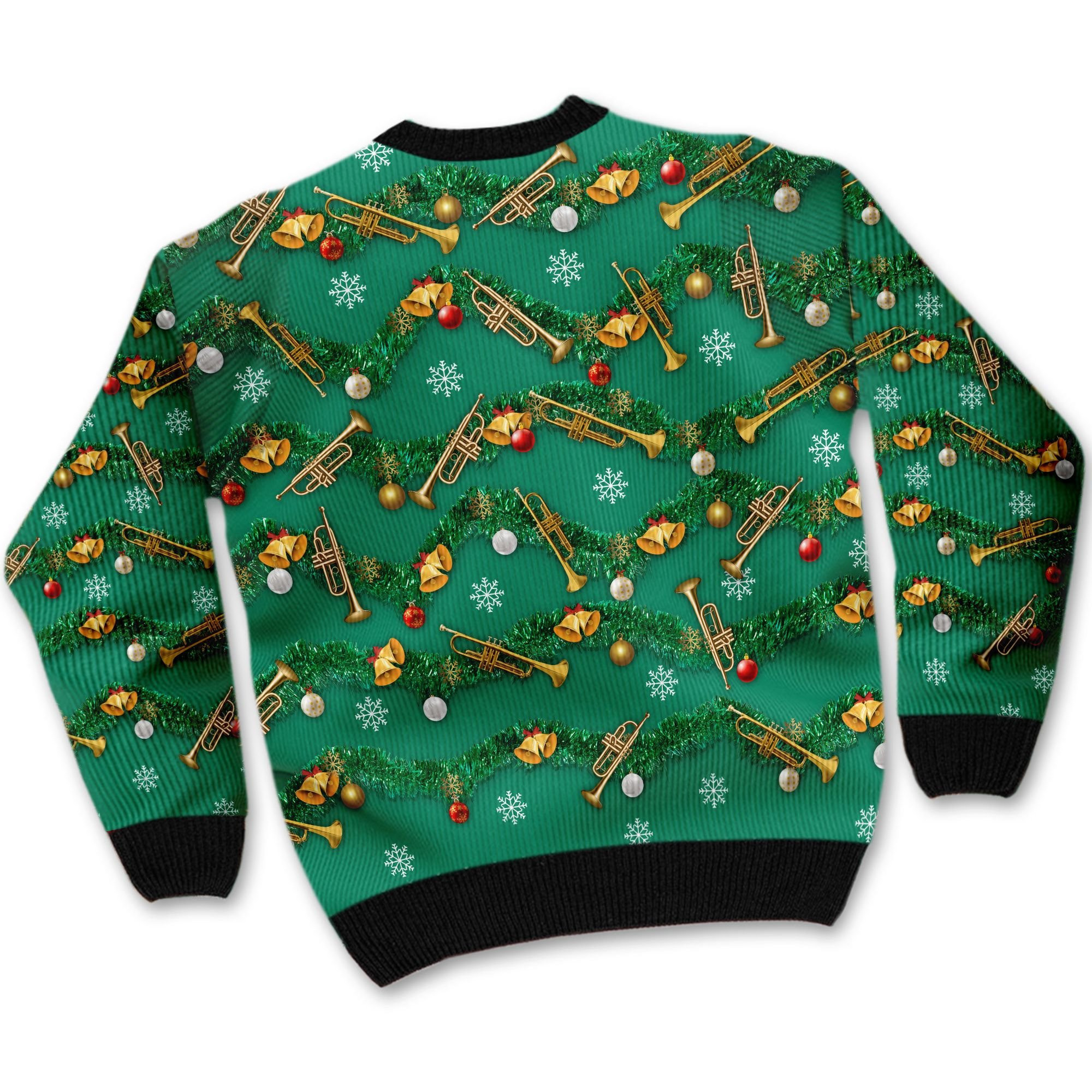 Trumpets Tinsel Christmas Decoration For Trumpeters And Instrument Lovers Ugly Christmas Sweater Adult 3D Funny Matching for family - Image 3