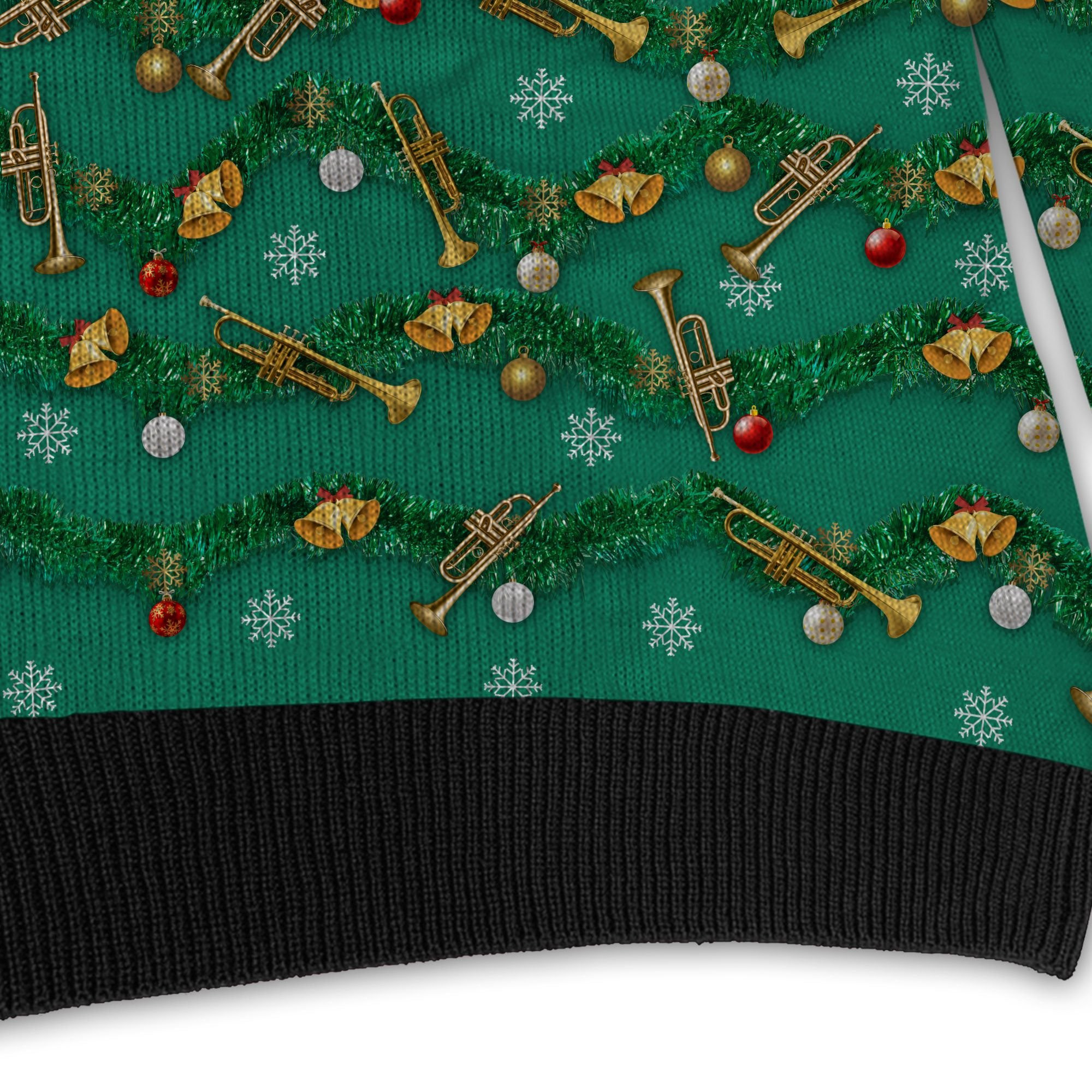 Trumpets Tinsel Christmas Decoration For Trumpeters And Instrument Lovers Ugly Christmas Sweater Adult 3D Funny Matching for family - Image 4