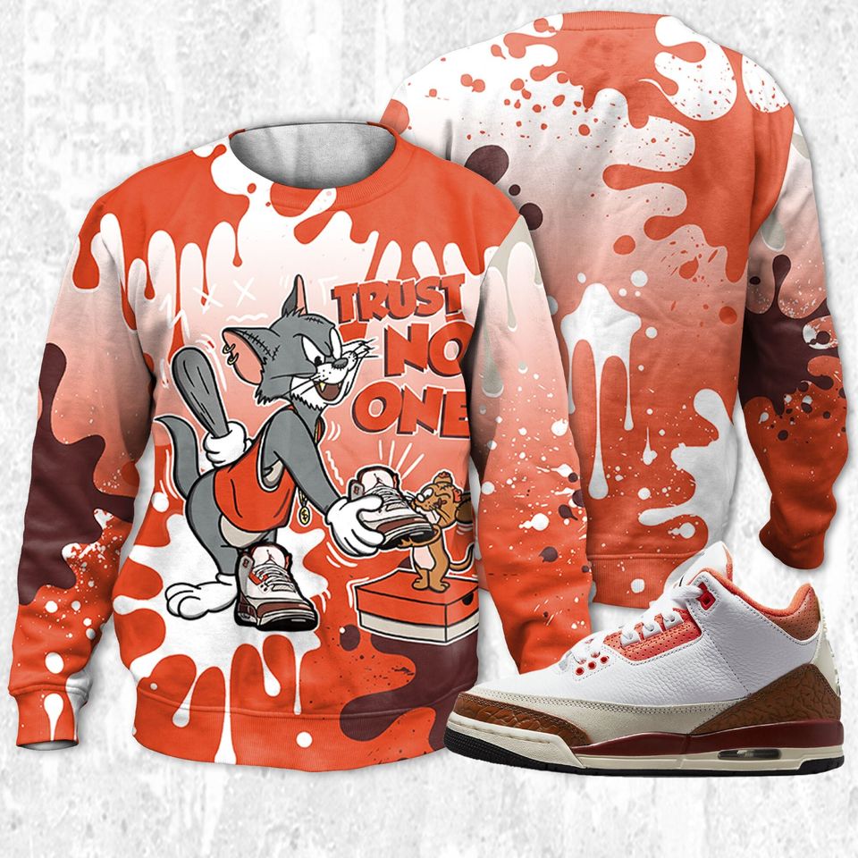 Trust No One Cat And Mouse 3D Splash Unisex Sweayshirt 3D match Jordan
