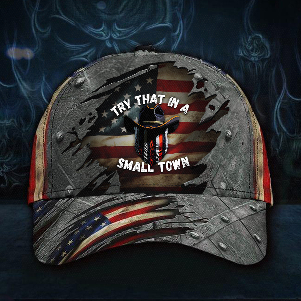 Try That In A Small Town Hat I Stand With Aldean Vintage American Flag Hats Gift For Fan Trucker Hats Custom Hats Gifts For Men & Women