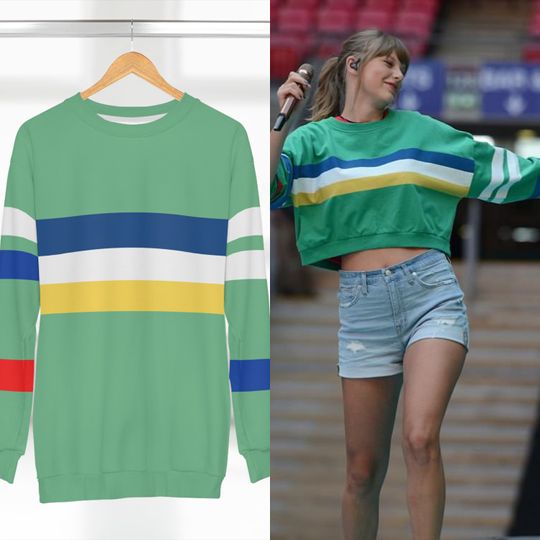 TS Street Style Inspired Striped Sweatshirt, Retro Vintage Shirt, Celebrity Inspired Sweat - Image 8