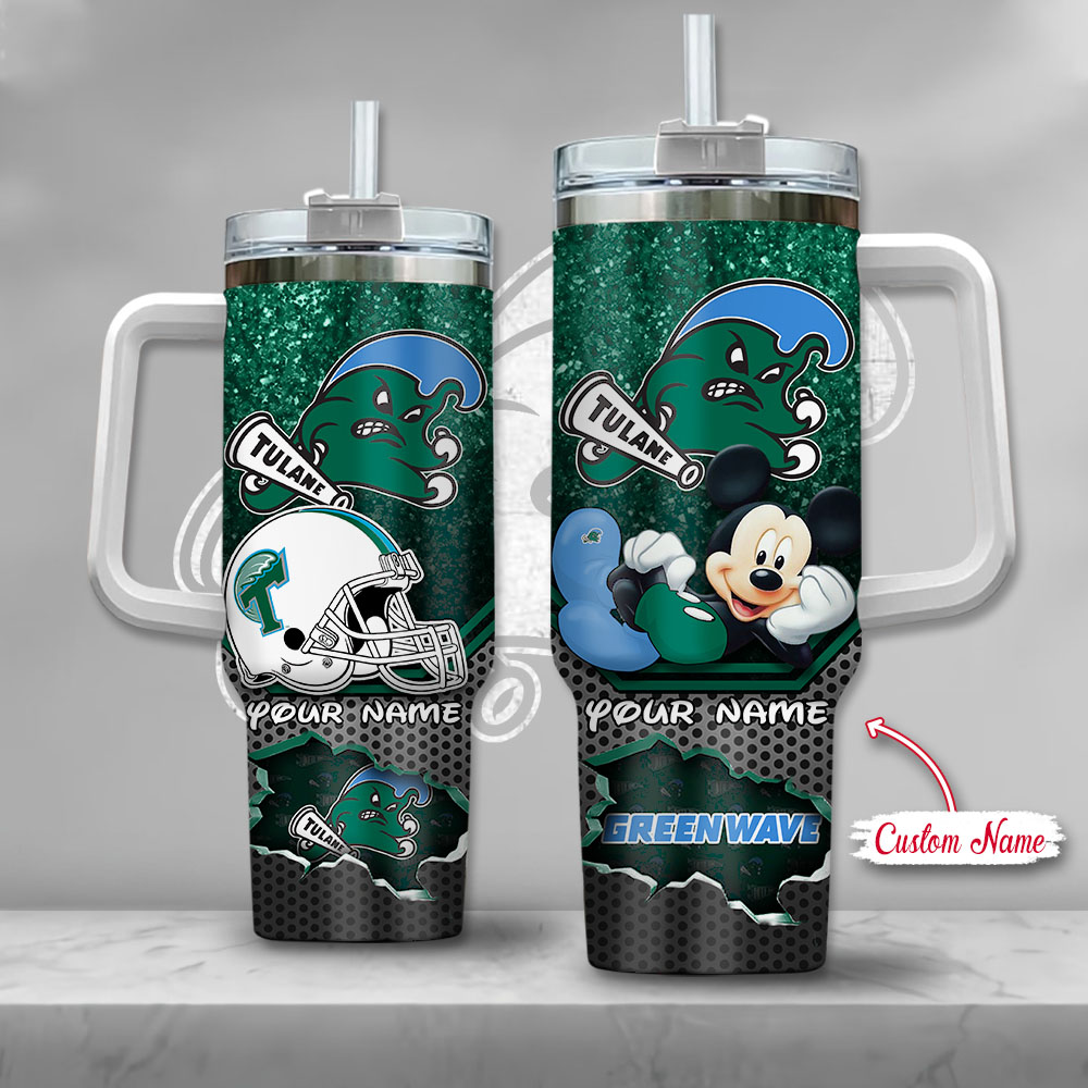 Tulane Green Wave NCAA Mickey Mouse Custom Stanley Cup 40 oz 30 oz Tumbler With HandleTVC230122
