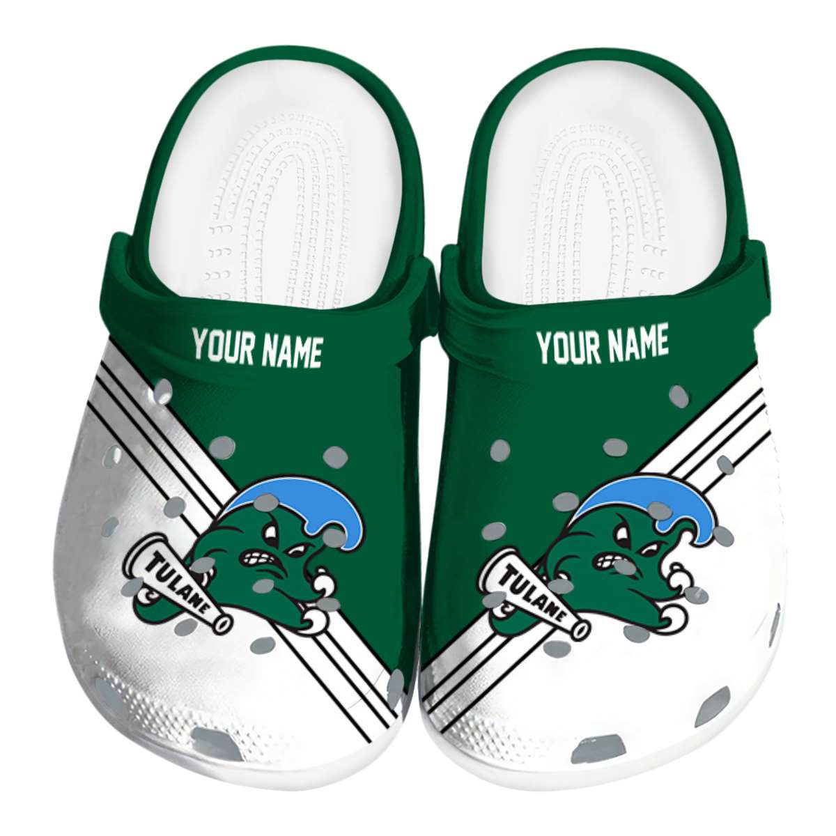 Tulane Green Wave NCAA Sport Crocs Crocband Clogs Shoes Comfortable For Men Women and Kids