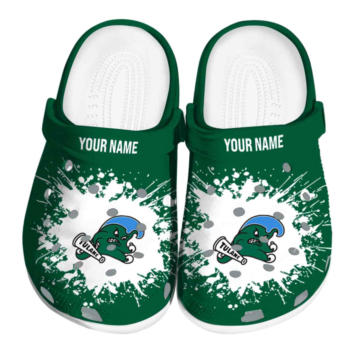Tulane Green Wave NCAA Sport Crocs Crocband Clogs Shoes Comfortable For Men Women and Kids