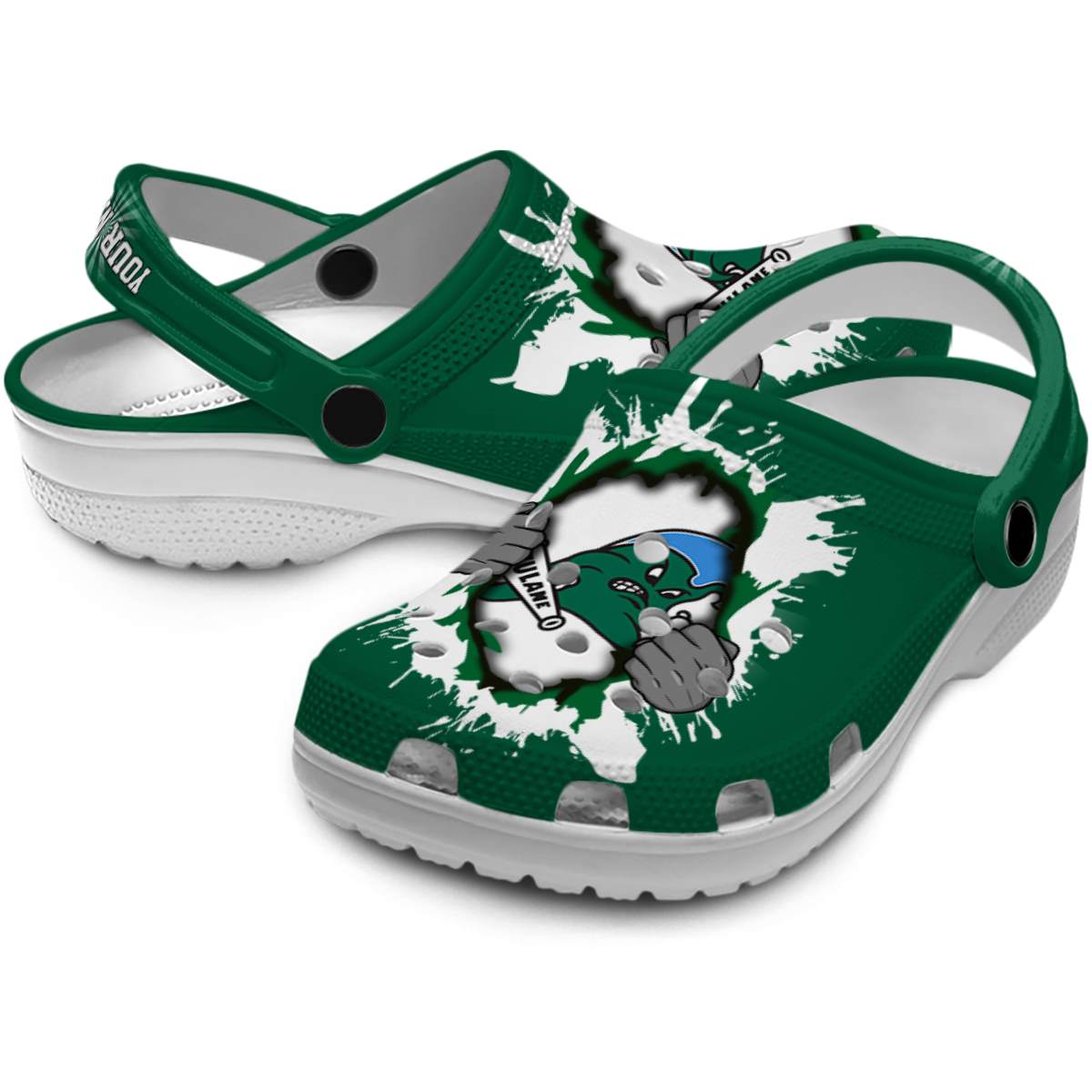 Tulane Green Wave NCAA Sport Crocs Crocband Clogs Shoes Comfortable For Men Women and Kids - Image 3
