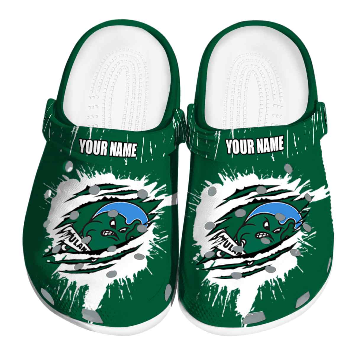 Tulane Green Wave NCAA Sport Crocs Crocband Clogs Shoes Comfortable For Men Women and Kids