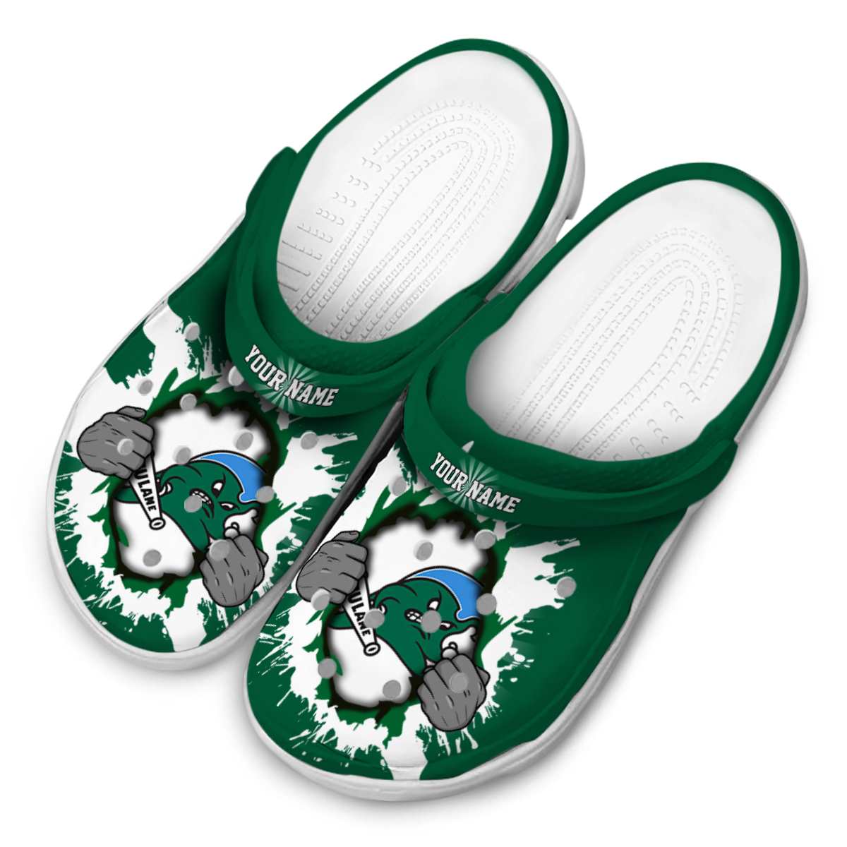 Tulane Green Wave NCAA Sport Crocs Crocband Clogs Shoes Comfortable For Men Women and Kids - Image 4