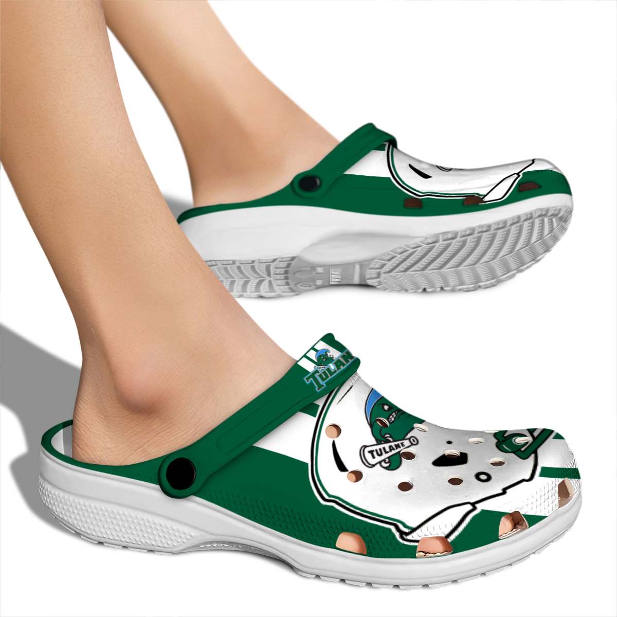 Tulane Green Wave NCAA Sport Crocs Crocband Clogs Shoes Comfortable For Men Women and Kids - Image 2