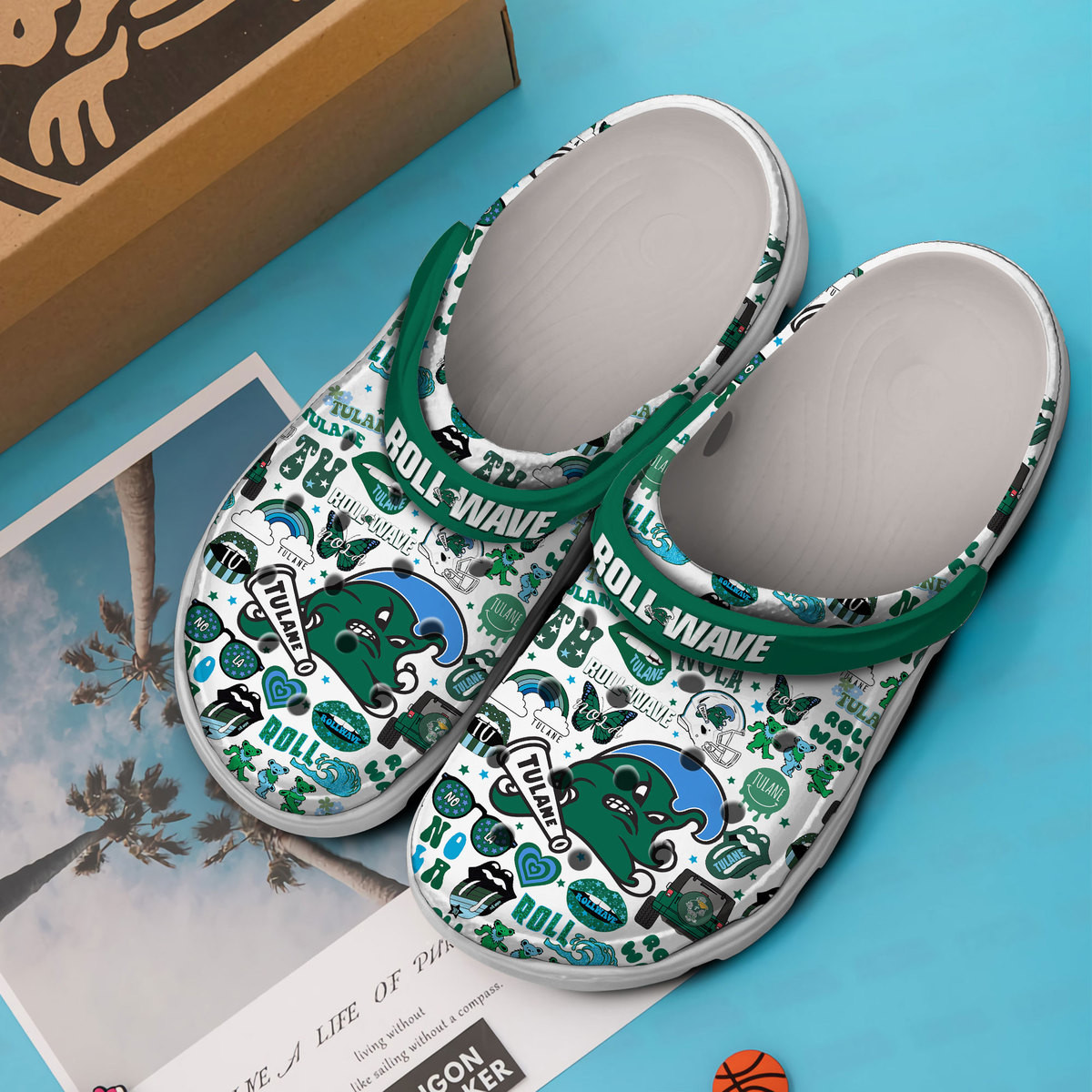 Tulane Green Wave NCAA Sport Crocs Crocband Clogs Shoes Comfortable For Men Women and Kids - Image 2