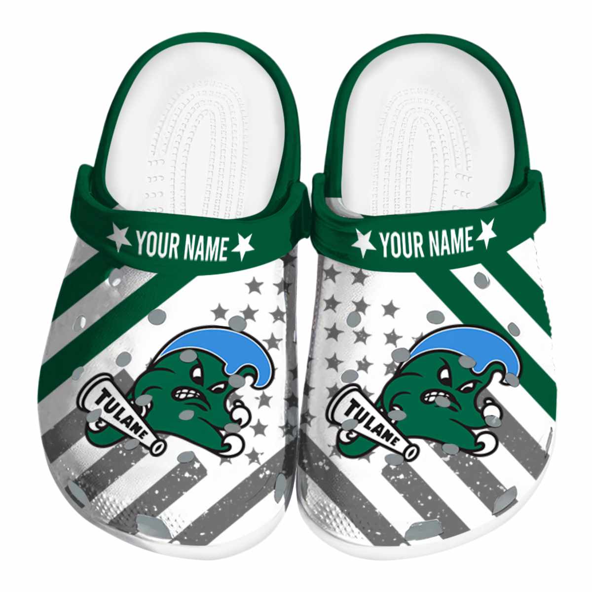 Tulane Green Wave NCAA Sport Crocs Crocband Clogs Shoes Comfortable For Men Women and Kids