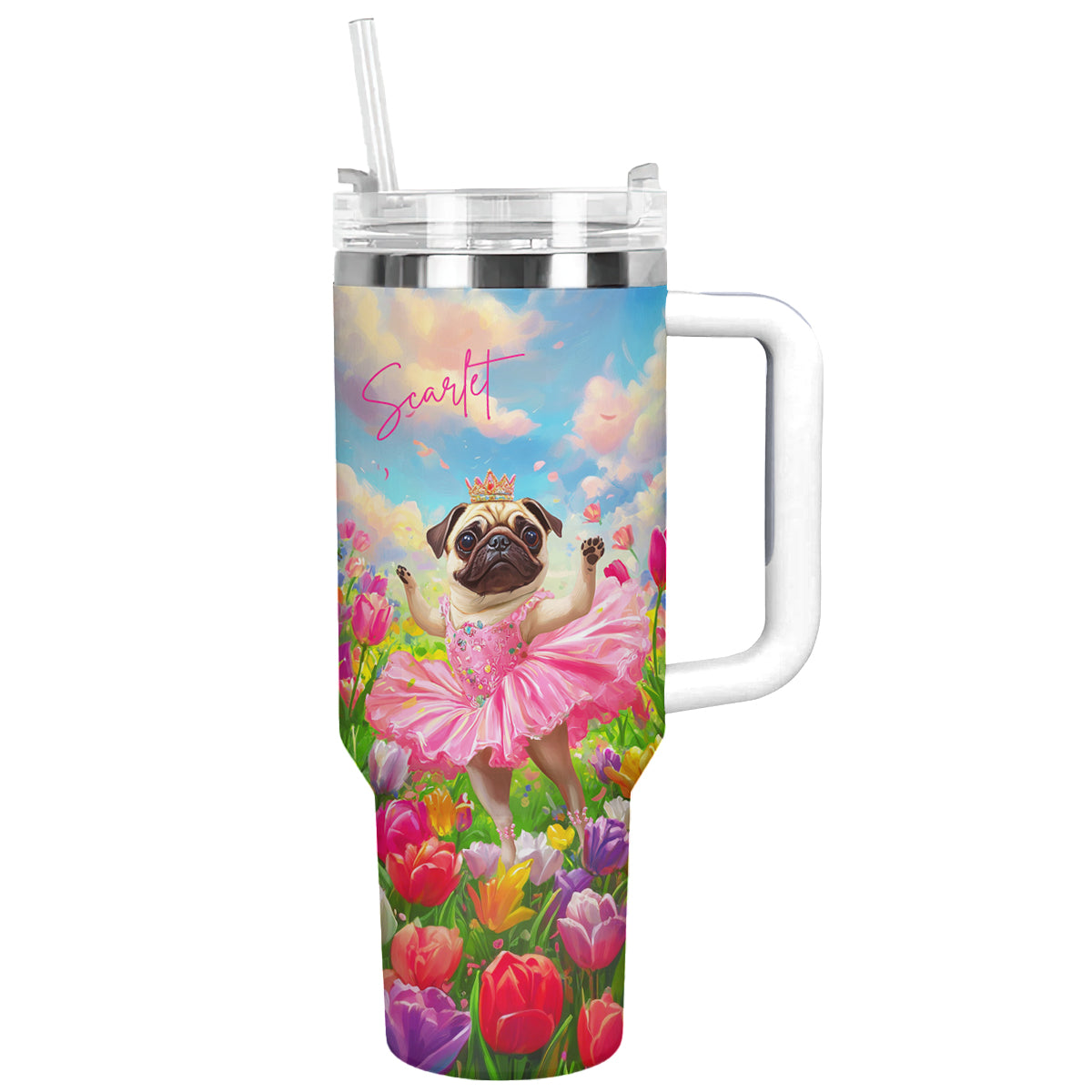 Tulip Pug Dog Ballerina Custom Stanley Cup 40 oz 30 oz Tumbler With HandleTVC2301291