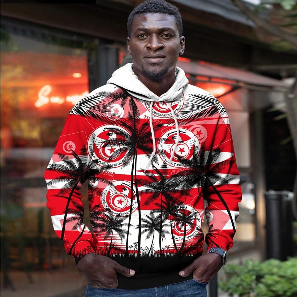 Tunisia Coconut Pattern Hawaiian Soccer Team, Football Fans World Cup 3D Sweater - Image 7