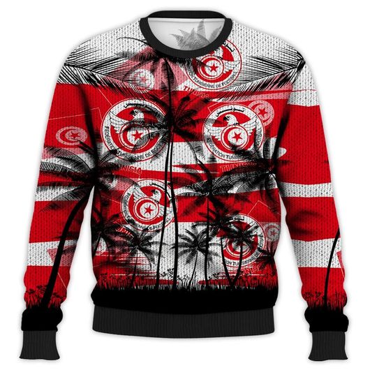 Tunisia Coconut Pattern Hawaiian Soccer Team, Football Fans World Cup 3D Sweater - Image 11