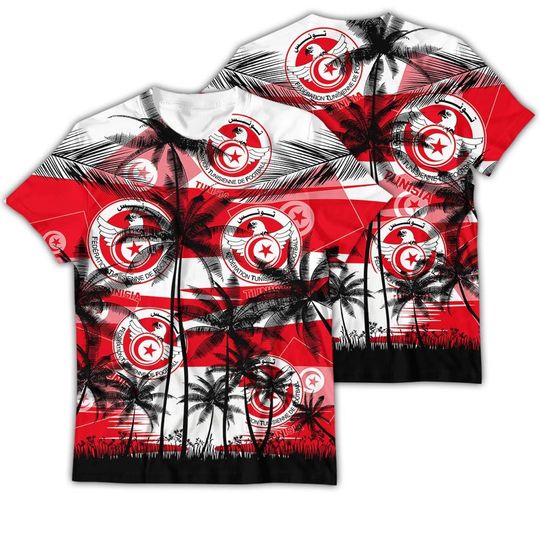 Tunisia Coconut Pattern Hawaiian Soccer Team, Football Fans World Cup 3D Sweater - Image 13