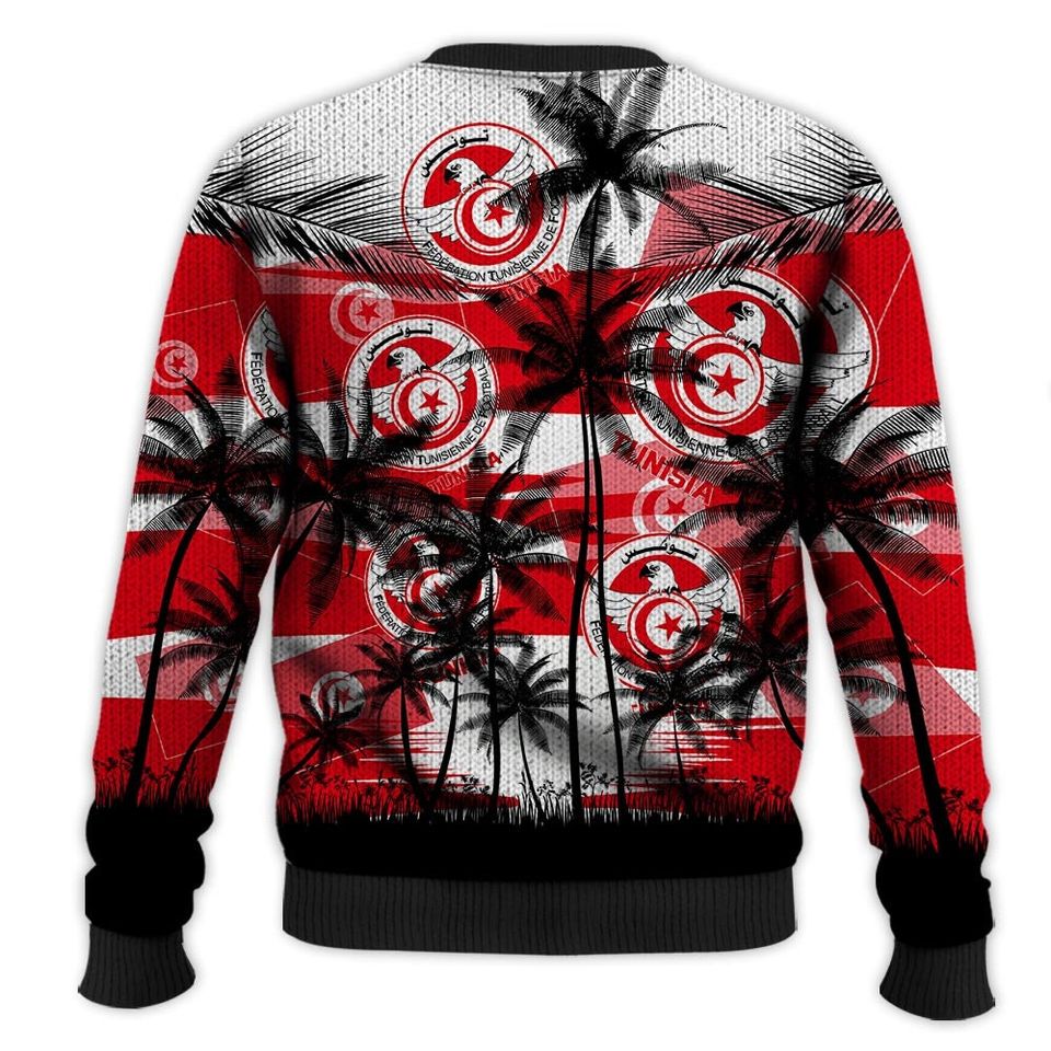 Tunisia Coconut Pattern Hawaiian Soccer Team, Football Fans World Cup 3D Sweater - Image 3
