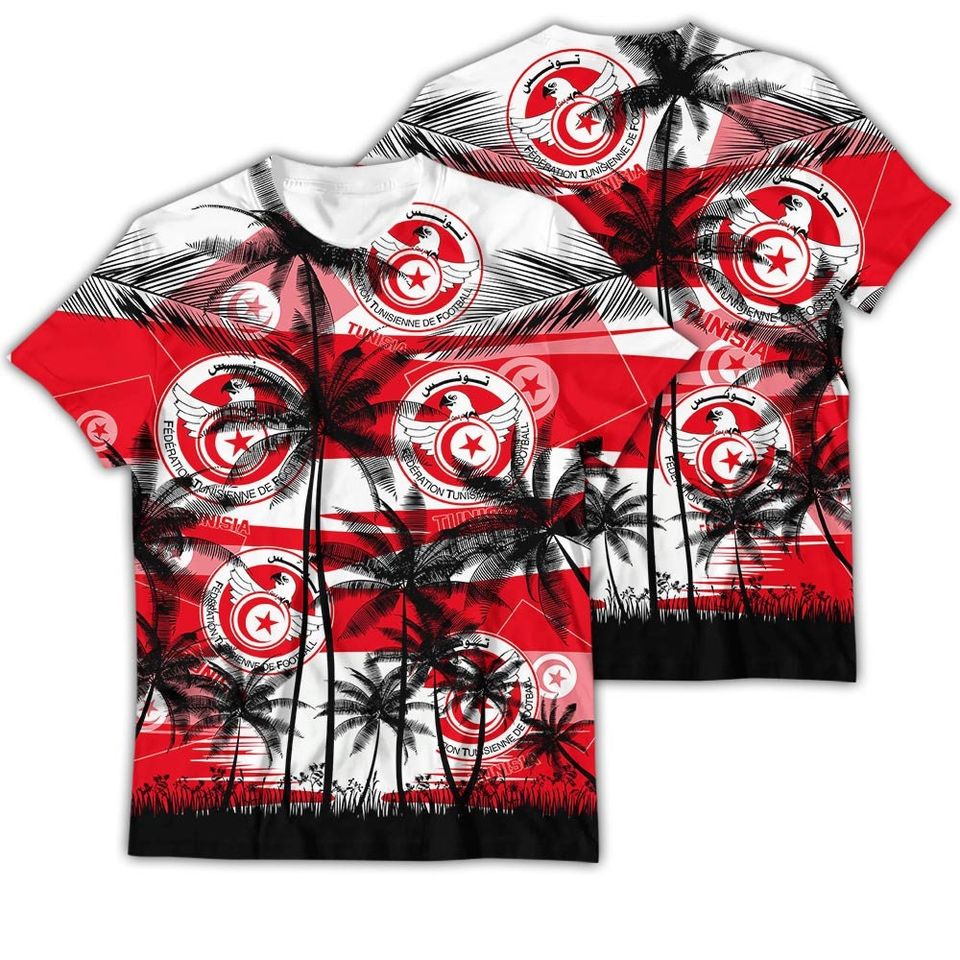 Tunisia Coconut Pattern Hawaiian Soccer Team, Football Fans World Cup 3D Sweater - Image 4
