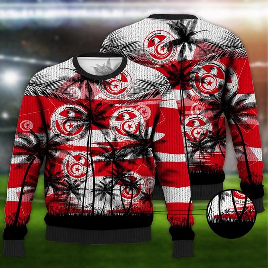 Tunisia Coconut Pattern Hawaiian Soccer Team, Football Fans World Cup 3D Sweater - Image 10