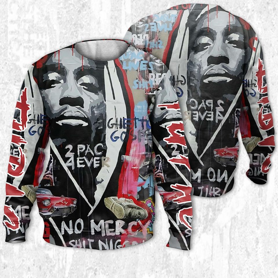 Tupac Paper Blood rapper style vintage comic Sweatshit 3d