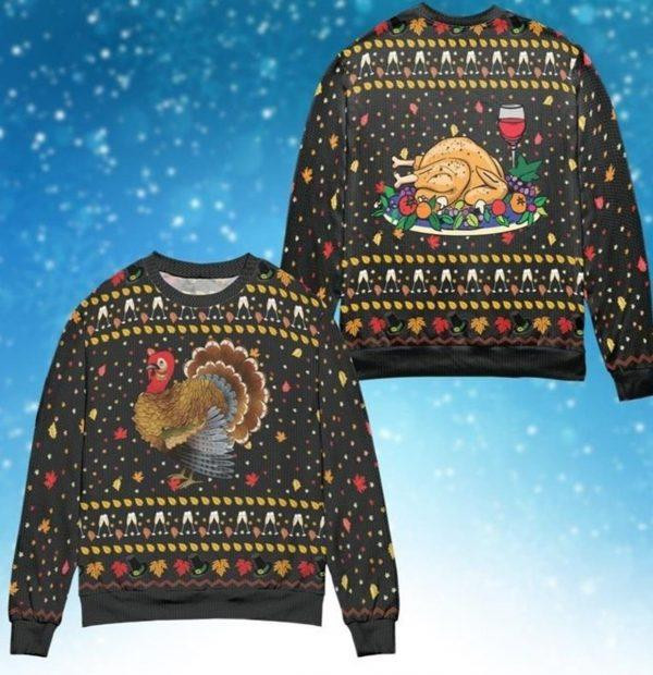 Turkey Ugly Christmas Sweater Adult 3D Funny Matching for family