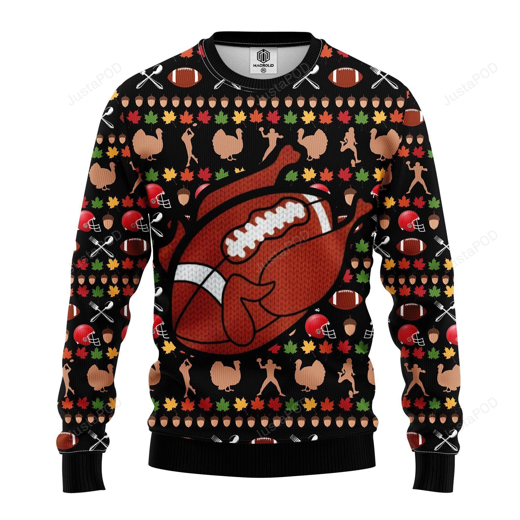 Turkey Ugly Christmas Sweater Adult 3D Funny Matching for family