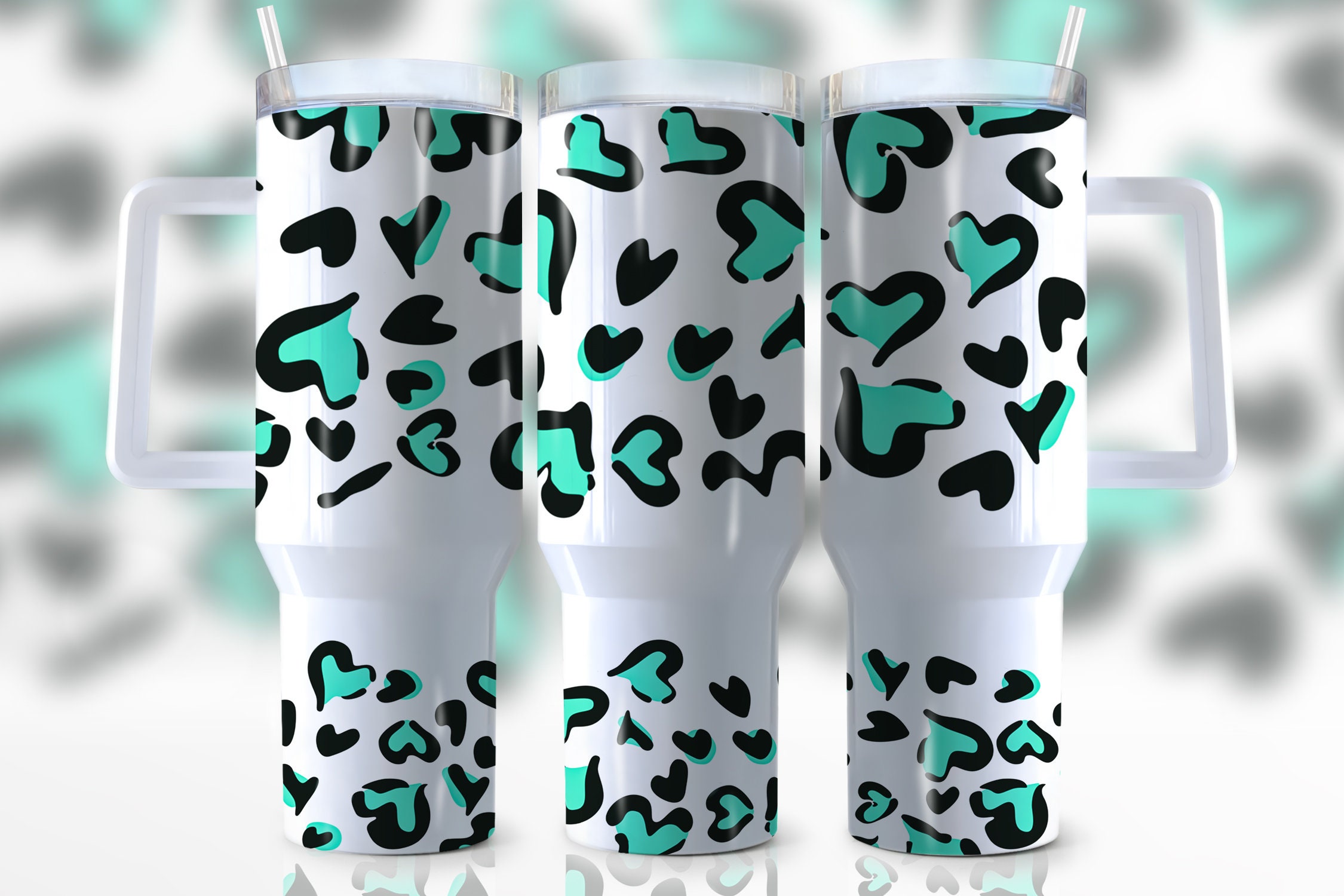 Turquoise Leopard Print Custom Stanley Cup 40 oz 30 oz Tumbler With HandleTVC2301941