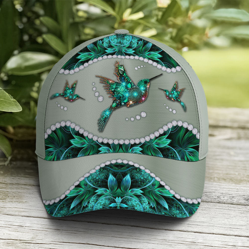 Turquoise Metallic Style Hummingbird Baseball Cap Trucker Hats Custom Hats Gifts For Men & Women